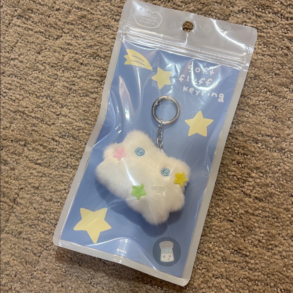 Cute Fluffy Keychain with Star Accents
